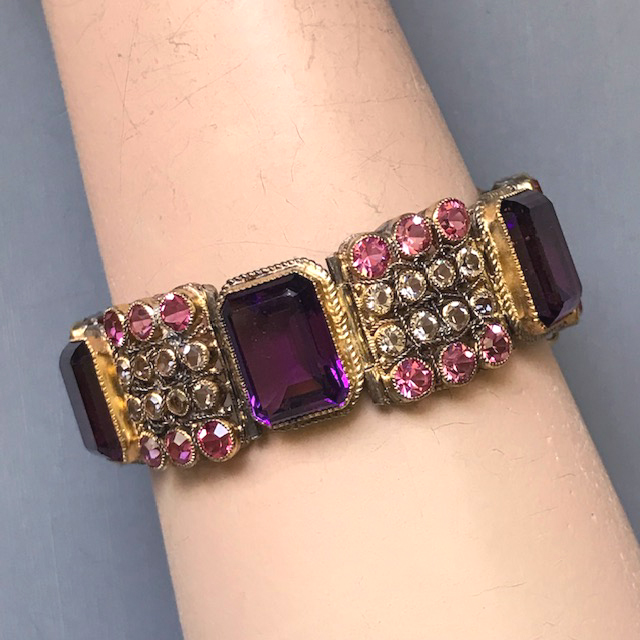HOBE bracelet with beautiful purple, pink and clear rhinestones
