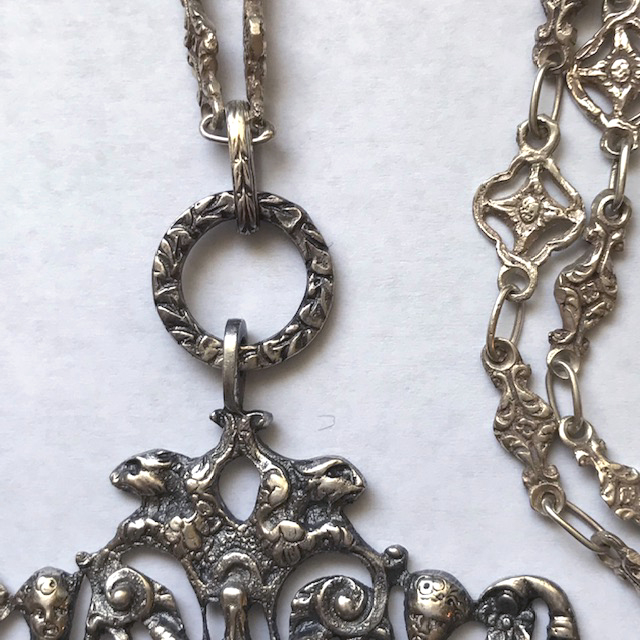 FILLI PERUZZI sterling silver pendant Gothic look necklace and chain ...