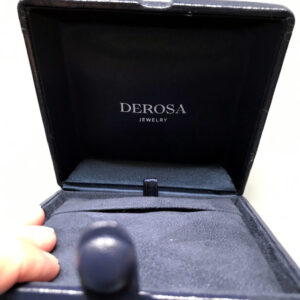 DEROSA jewelry case in very dark blue leather or leatherette covered metal