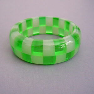 SHULTZ bakelite MAIDEN bangle in smoke and transparent green two row check, 2008